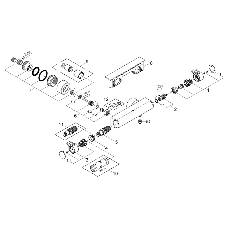 GROHE 34469001 - GROHTHERM 2000 termosztátos zuhanycsaptelep DN 15 króm