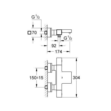 GROHE 34497000 - GROHTHERM CUBE termosztátos kádcsaptelep DN 15, fényes króm