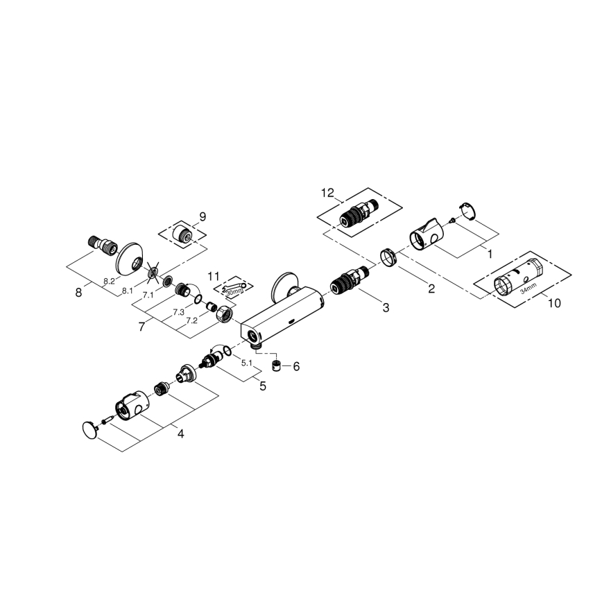GROHE 34558000 - Termosztátos zuhanycsaptelep GROHTHERM 800 DN 15 fényes króm