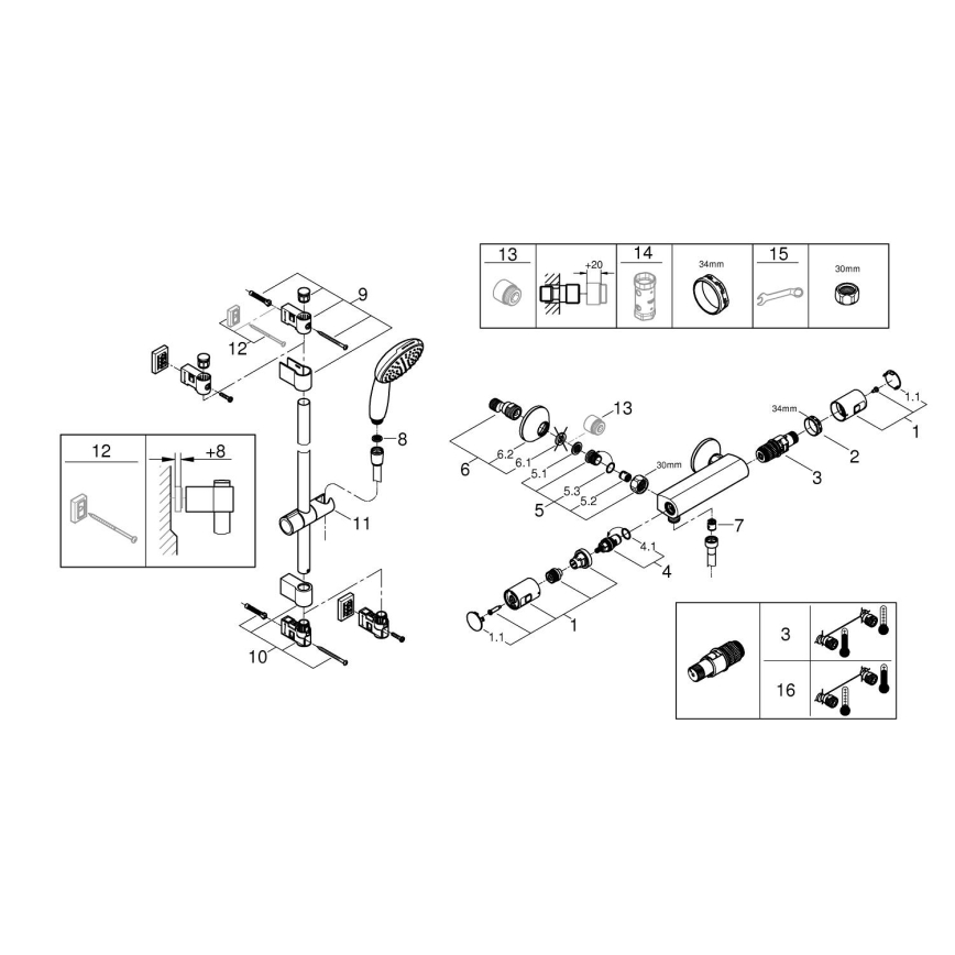 GROHE 34597001 - PRECISION START termosztátos zuhanycsaptelep DN 15 króm