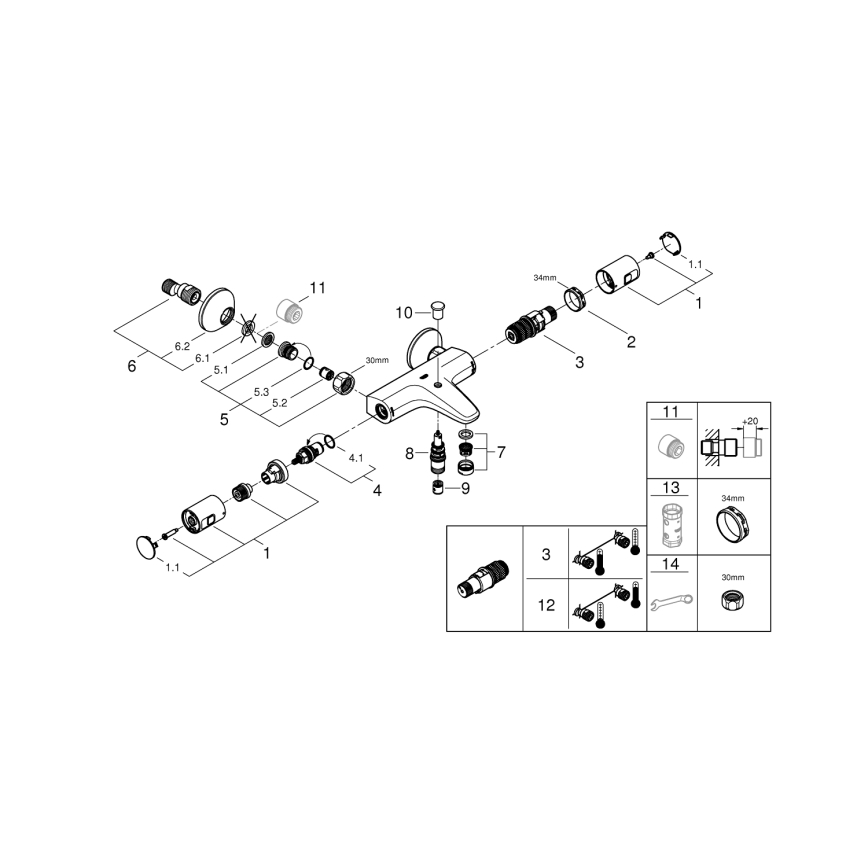 GROHE 345982430 - PRECISION START termosztátos kádcsaptelep, 168 mm, fekete
