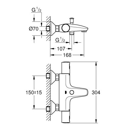 GROHE 345982430 - PRECISION START termosztátos kádcsaptelep, 168 mm, fekete