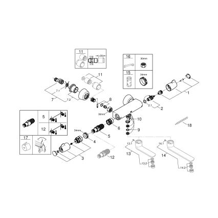 GROHE 34666000 - Termosztátos orvosi csaptelep DN 15, fényes króm