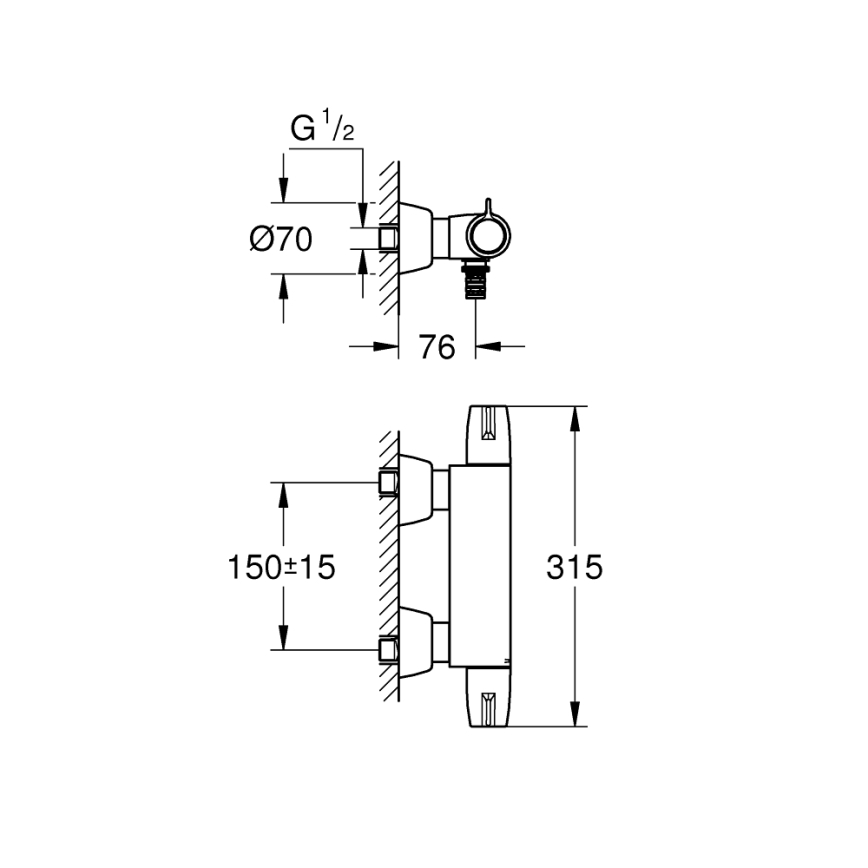 GROHE 34666000 - Termosztátos orvosi csaptelep DN 15, fényes króm