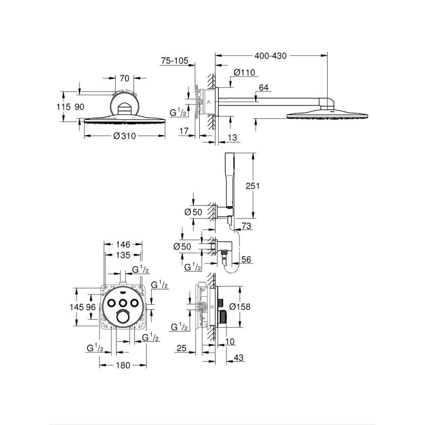 GROHE 34709000 - SMARTCONTROL Perfect zuhanyszett, fényes króm
