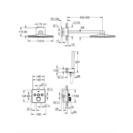 GROHE 34712000 - SMARTCONTROL zuhanyszett 310 × 310 mm, fényes króm