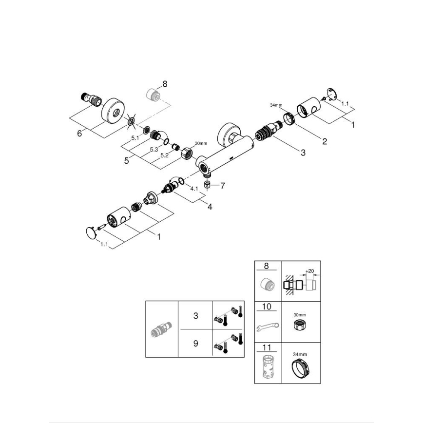 GROHE 34765000-Termosztátos zuhanycsaptelep GROHTHERM COSMOPOLITAN DN 15 króm