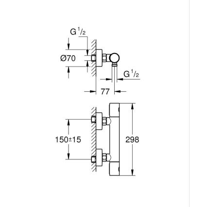 GROHE 34765000-Termosztátos zuhanycsaptelep GROHTHERM COSMOPOLITAN DN 15 króm