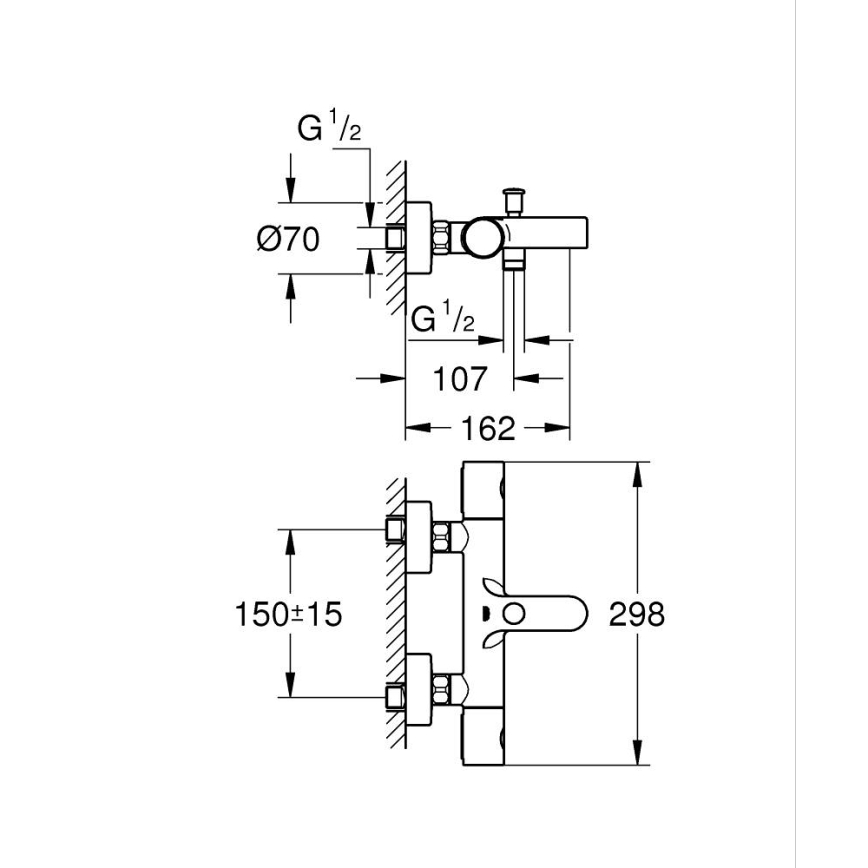 GROHE 34766000 - termosztátos fürdőkád csaptelep GROHTHERM 800 COSMOPOLITAN DN 15 króm