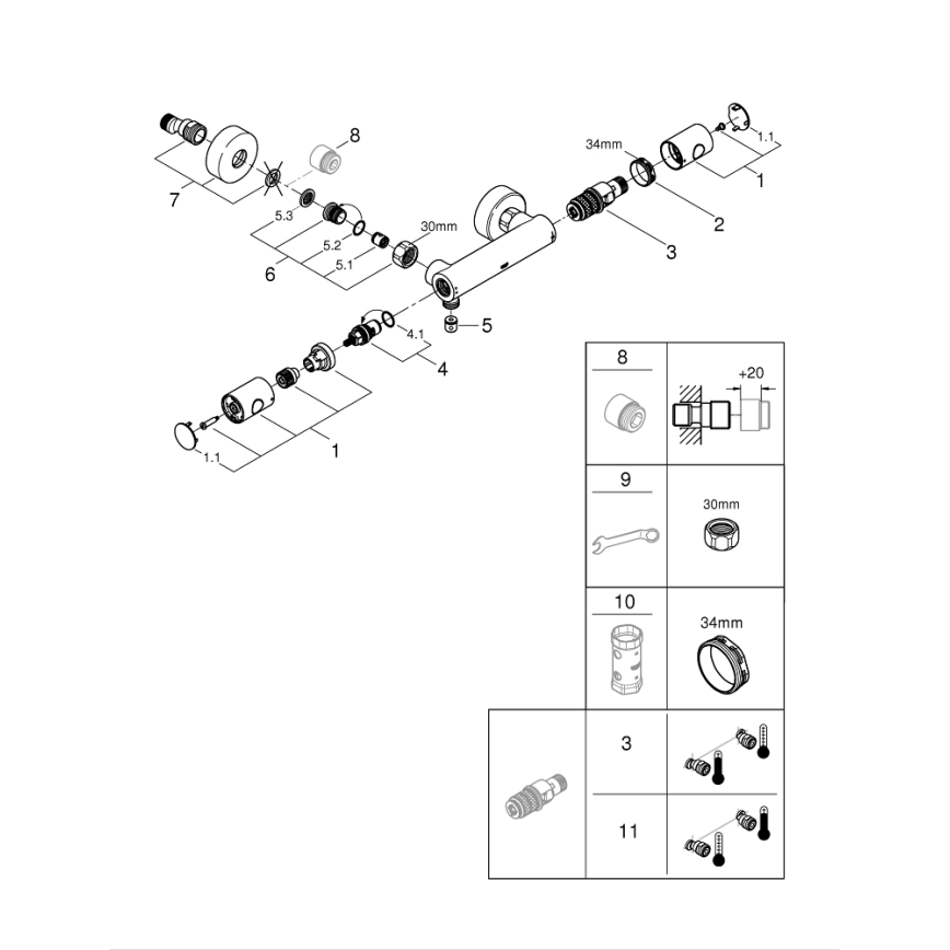 GROHE 34773000 - PRECISION GET DN 15 termosztátos zuhanycsaptelep, fényes króm