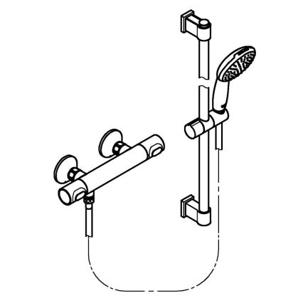 GROHE 34800001 - PRECISION FLOW 600 mm termosztátos zuhanyszett, fényes króm