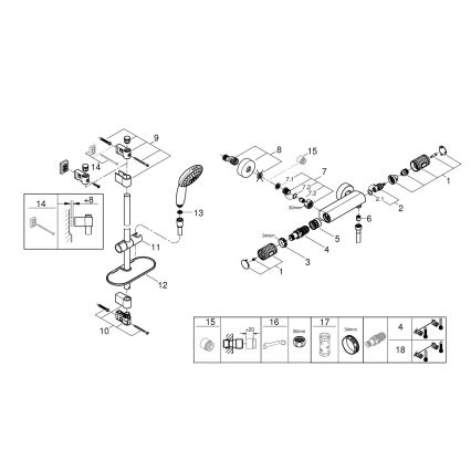 GROHE 34853001 - PRECISION FEEL+ termosztátos zuhanyszett, 90 cm, fényes króm