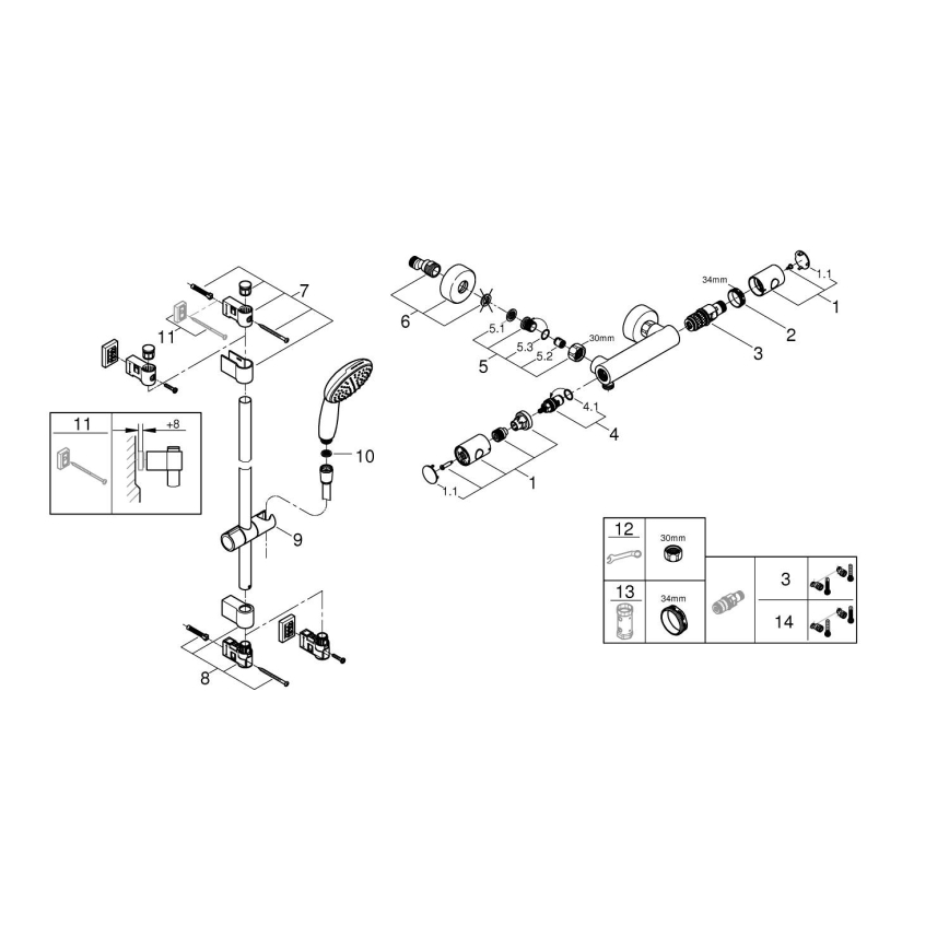 GROHE 34857000 - PRECISION GET 12” termosztátos zuhanyszett, fényes króm