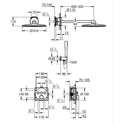 GROHE 34874000 - PRECISION SMARTCONTROL zuhanyrendszer, 310 mm, fényes króm