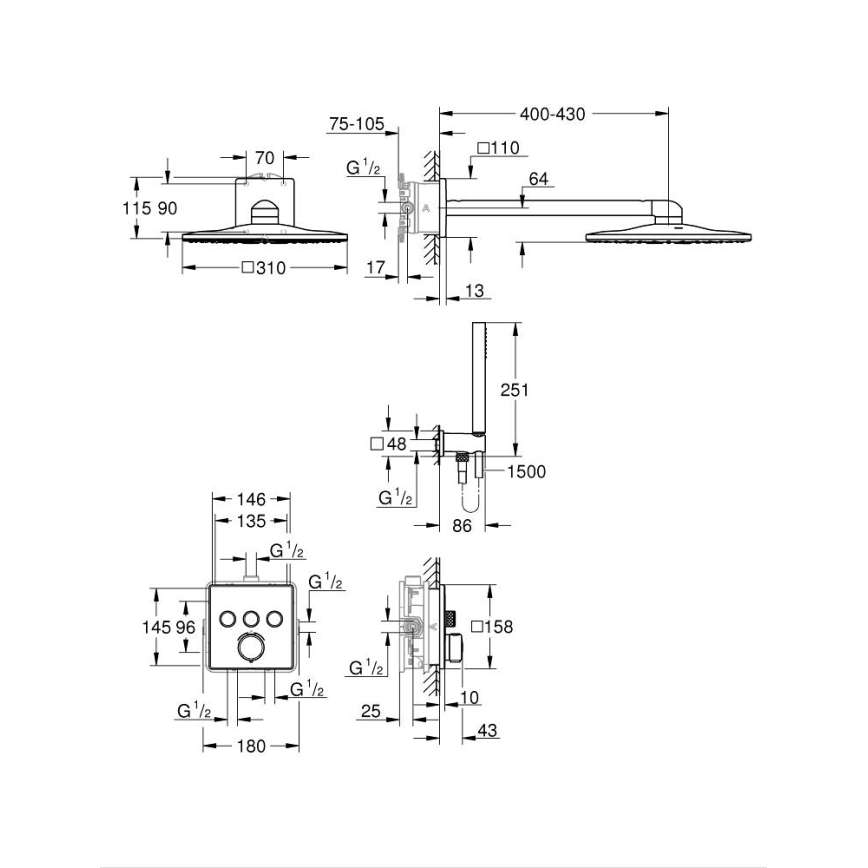 GROHE 34875000 - Zuhanyrendszer PRECISION SMARTCONTROL 310 mm fényes króm