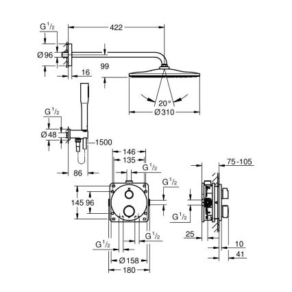 GROHE 34880000 - Zuhanyszett rejtett csapteleppel GROHTHERM SMARTCONTROL fényes króm