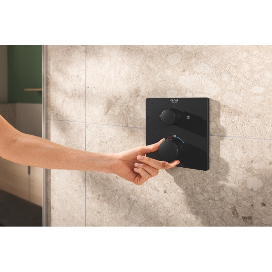 GROHE 348822430 - PRECISION 250 × 250 mm fekete zuhanyszett