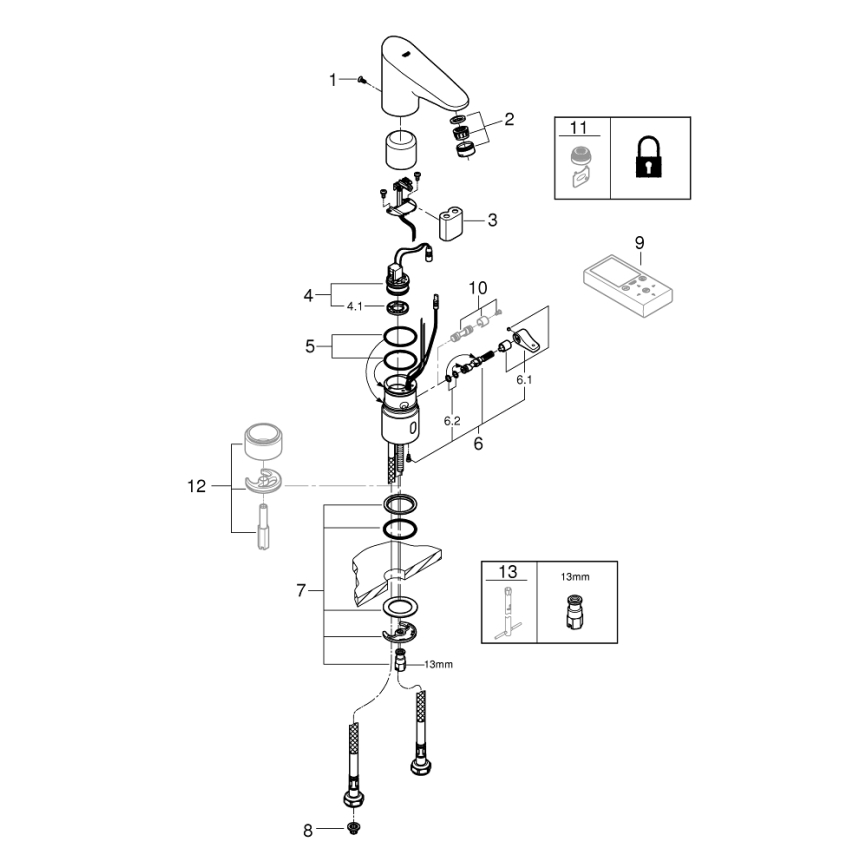 GROHE 36207001 - Elektronikus mosdócsaptelep EUROPLUS E DN 15 fényes króm