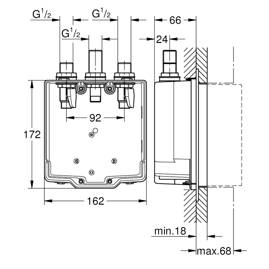 Grohe 36322001 - Beépítőtest az EUROSMART COSMOPOLITAN T csaptelephez
