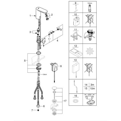 GROHE 36324001 - Infravörös elektronikus mosdócsaptelep EUROSMART COSMOPOLITAN E króm