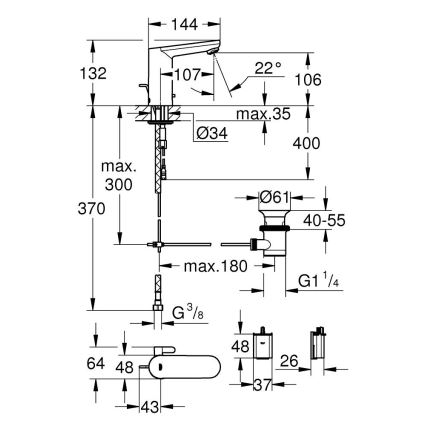 GROHE 36331001 - EUROECO mosdócsaptelep 1 14” fényes króm