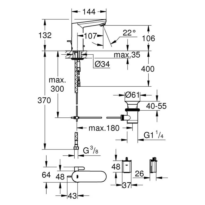 GROHE 36331001 - EUROECO mosdócsaptelep 1 14” fényes króm