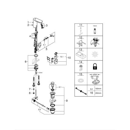 GROHE 36331001 - Mosdócsaptelep EUROECO 1 14” fényes króm