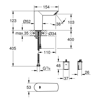 GROHE 36452000 - Infravörös elektronikus mosdócsaptelep BAU COSMOPOLITAN E króm