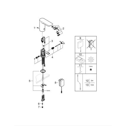 GROHE 36453000 - Infra elektromos mosdócsaptelep BAU COSMOPOLITAN E 123 mm króm