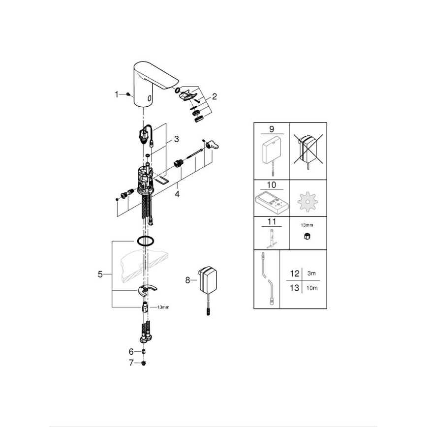 GROHE 36453000 - Infra elektromos mosdócsaptelep BAU COSMOPOLITAN E 123 mm króm
