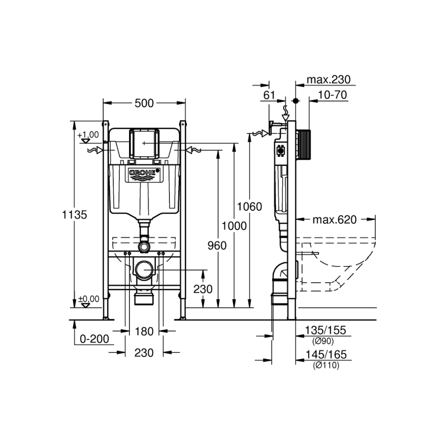 GROHE 36497000 - SOLIDO WC-modul 1,13 m, fehér