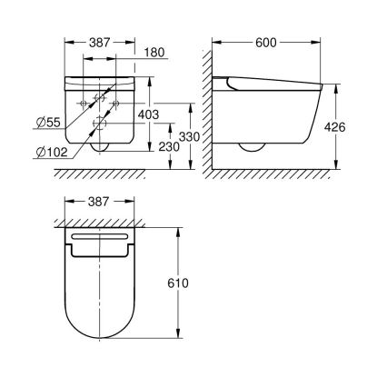 GROHE 36507SH0 - SENSIA zuhanyfunkciós WC 600 × 387 × 403 mm kerámia/fehér