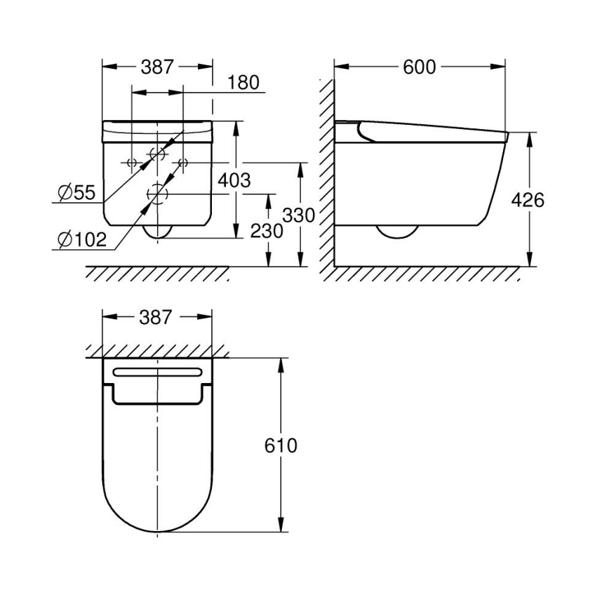 GROHE 36507SH0 - SENSIA zuhanyfunkciós WC 600 × 387 × 403 mm kerámia/fehér