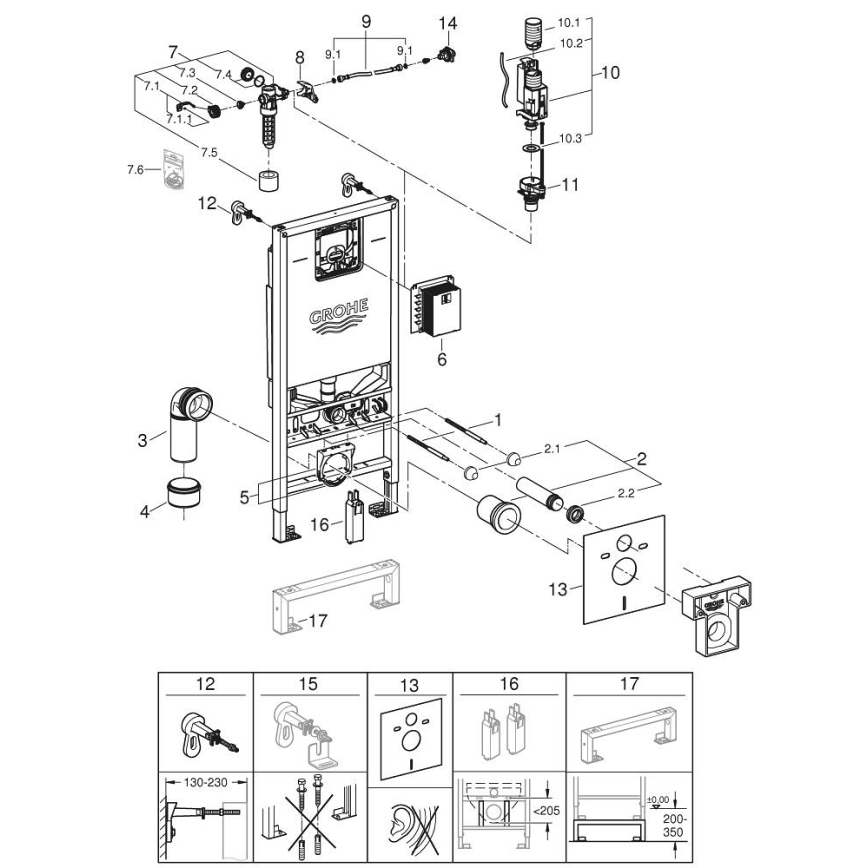 GROHE 36509SH0 - Sensia zuhanyfunkciós WC 4 az 1-ben szett RAPID SLX 1,13 m