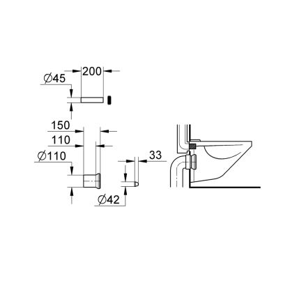 GROHE 37104K00 - WC-hez be- és elvezető készlet, fekete