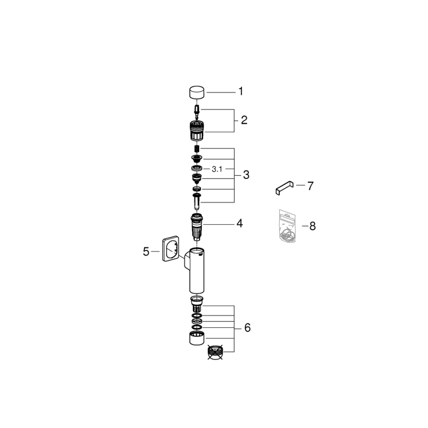 GROHE 37349000 - Nyomásos öblítő RONDO A.S. 3” fényes króm