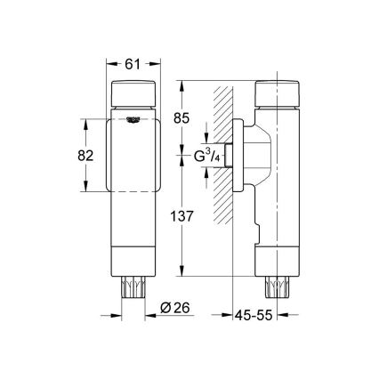 GROHE 37349000 - Nyomásos öblítő RONDO A.S. 3” fényes króm