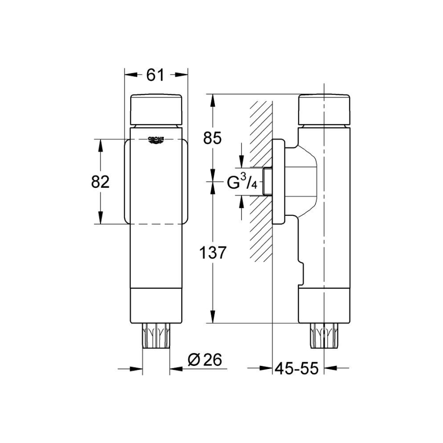 GROHE 37349000 - Nyomásos öblítő RONDO A.S. 3” fényes króm