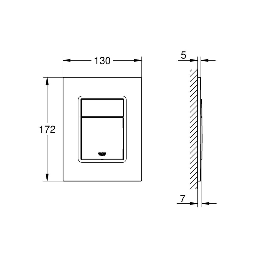 GROHE 37535AL0 - SKATE COSMOPOLITAN S nyomólap, 130 × 172 mm, grafitszínű