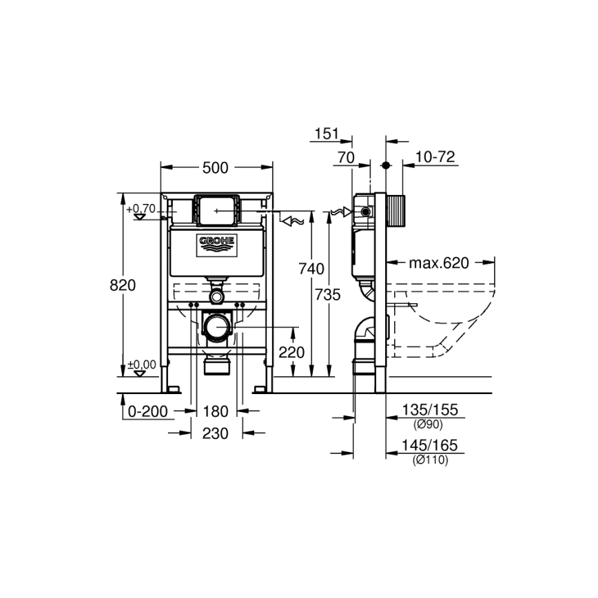GROHE 38526000 - RAPID SL WC modul 0,82 m fehér