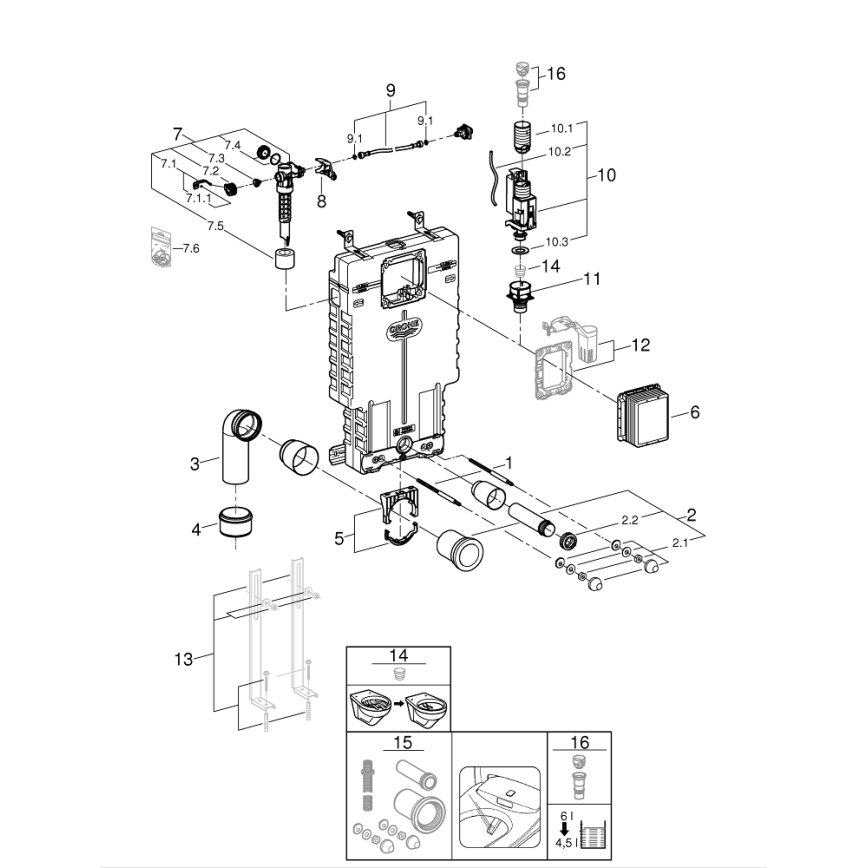 GROHE 38643001 - UNISET WC-modul 830 × 480 × 130 mm fehér