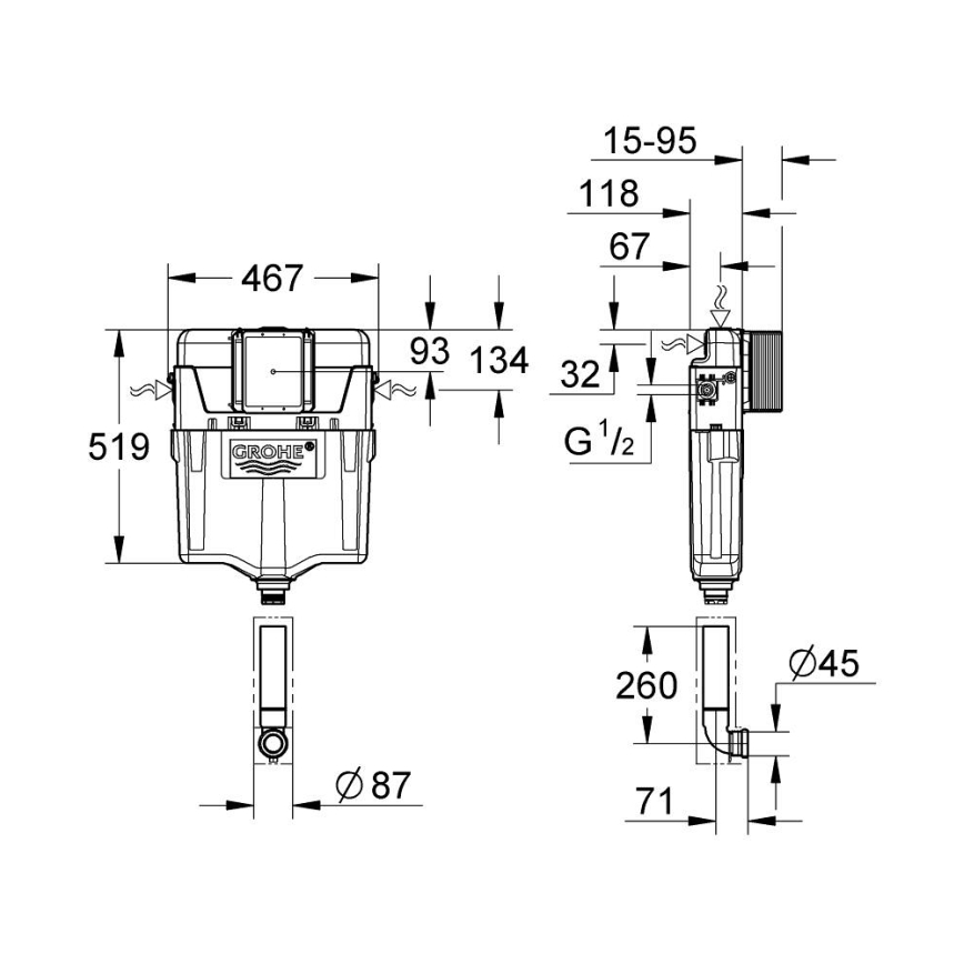 GROHE 38661000 - Öblítőtartály GD 2