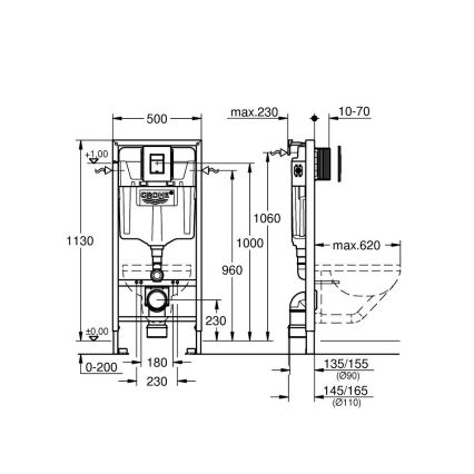 GROHE 38811KF0 - 3 az 1-ben SOLIDO WC szett 1,13 m fekete