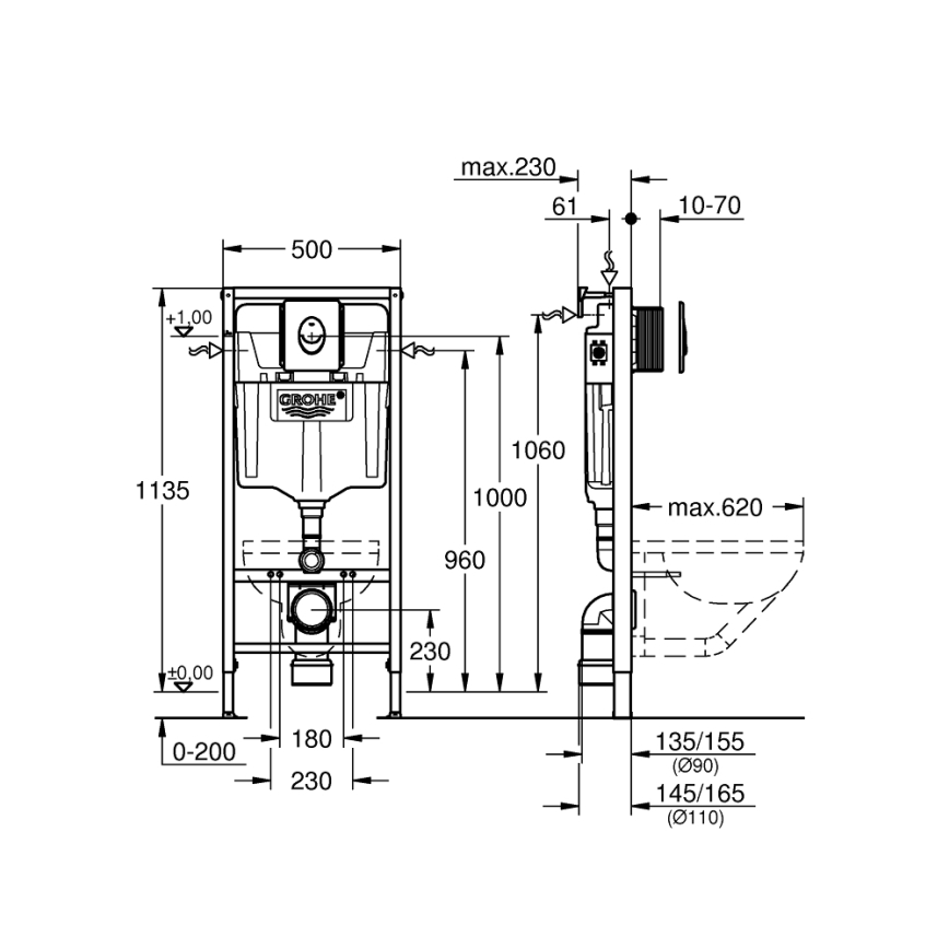 GROHE 38839000 - WC RAPID SL 3 az 1-ben szett 1,13 m