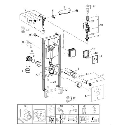 GROHE 38860000 - RAPID SL 3 az 1-ben készlet, 1,13 m