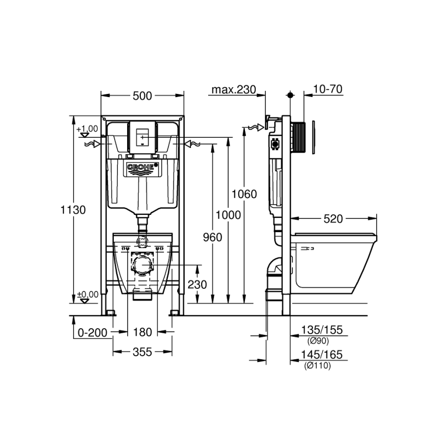 GROHE 39186000 - 4 az 1-ben szett SOLIDO COMPACT kerámiával, 1,13 m