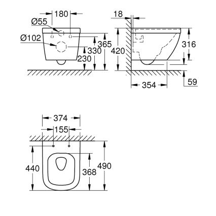 GROHE 39206000 - Függesztett WC EURO CERAMIC 49 cm kerámia/fehér