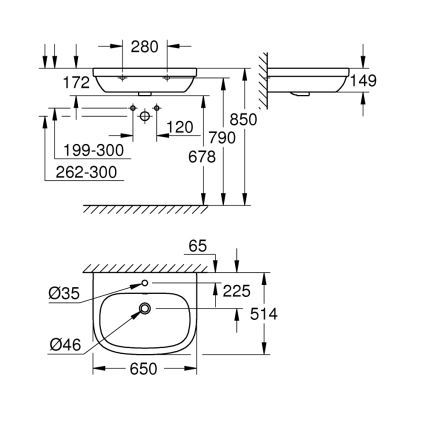 GROHE 39323000 - Mosdó EURO CERAMIC 650 × 514 mm kerámia/fehér