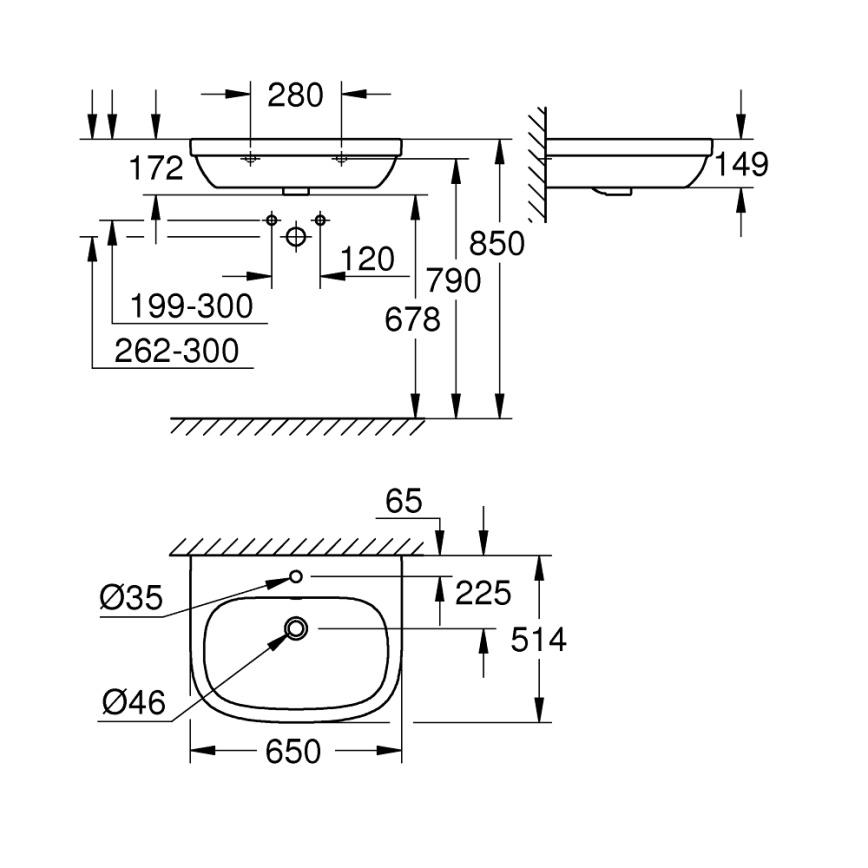 GROHE 39323000 - Mosdó EURO CERAMIC 650 × 514 mm kerámia/fehér