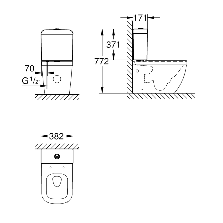 GROHE 39332000 - Öblítőtartály EURO CERAMIC 385 × 170 × 370 mm kerámia/fehér